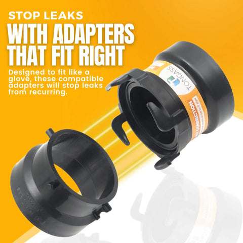 Combo Pack RV Sewer Hose Fitting Adapter To PVC And Bayonet Connection Kit close-up