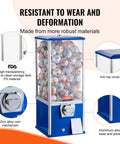 Heavy Duty Coin Operated Gumball Machine For Kids Stands Rock Solid At Twenty Five Inches And Holds Two Hundred Thirty Plastic Capsule Toys Built For Any Backyard Bash Or Game Day Spread with clear storage tank and zinc alloy mechanism.