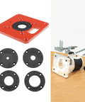 Premium Aluminum Router Table Insert Plate For Heavy Rotary Trimming Tools And Woodworking Engraving Gear Built Rock Solid With Smooth Anti Rust Surface shown with spacer rings