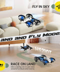 2 In 1 Mini Indoor Drone For Kids With Land And Fly Modes 3D Flips Auto Hover RC Quadrocopter hovering in a living room