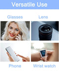 Versatile use of Alcohol Free Lens Wipes For Glasses And Screens Streak Free 220 Count on glasses, camera lens, phone, and smartwatch.