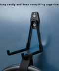 Heavy Duty U Shaped Garage Hooks With Slick Non Slip Coating For EV Charging Cable Holder mounted on wall holding cables.