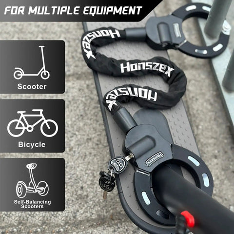 Heavy Duty Handcuff Chain Lock With Key For Electric Scooters And Bikes Waterproof Anti Theft Lock Deters Thieves on e-scooter