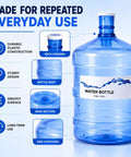 5 Gallon Water Bottle With Easy Grip Handle BPA Free Durable Plastic Jug For Top And Bottom Load Water Dispensers No Spill