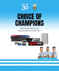 Lexar storage products and Argentina national football team players with 'Choice of Champions' text