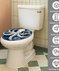 Toilet Seat Round Resin for Bathroom on a white toilet, featuring an octopus design, easy to install and clean.