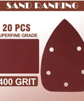 400 Grit Mouse Sander Sandpaper Pack Of 20 For Detail And Palm Sanders With Five Hole Hook And Loop Sheets displayed in packaging