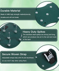 Close-up of Heavy Duty Lawn Aerator Shoes With Metal Buckles For Deep Soil Aeration, 13 Spikes Per Shoe, highlighting material and design features