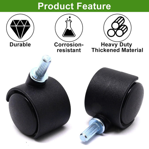 One Inch Swivel Caster Wheels Set Of Four With M6 15mm Straight Grained Rod Nylon Replacement Casters For Furniture Tables Cabinets And Office Chairs 29.3mm Diameter 33.5mm Width Sleeve Inserts Not Included