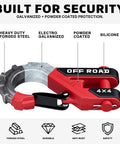 Three-Eighths Inch Heavy Duty Winch Hook With Safety Latch, 45,000 Lbs Break Strength, durable red and silver steel hook