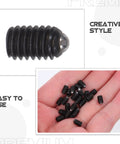 Rock Solid M4x6 Stainless Steel Ball Point Spring Plunger Set Screws 50 Pieces shown in hand for easy handling and use.