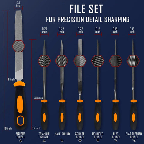 All In One 157-Piece Screwdriver And Repair Tool Kit File Set with assorted chisels and sizes for precision sharpening