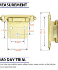 Brushed Brass Cabinet Hinges Self Closing Half Inch Overlay Gold Face Mount, dimensions and measurements detail