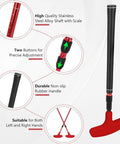 Two Pack Adjustable Golf Putters For Men And Women With 6 Practice Balls, showcasing red putter with non-slip grip and adjustable shaft.
