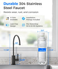 Black Reverse Osmosis Kitchen Sink Faucet For Under Counter Water Filtration Systems Nsf Certified Lead Free Single Handle Design Fits Most Rv And Home Setups With No Sweat Installation, 304 stainless steel faucet in kitchen.