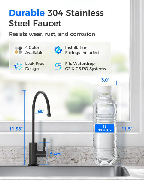 Black Reverse Osmosis Kitchen Sink Faucet For Under Counter Water Filtration Systems Nsf Certified Lead Free Single Handle Design Fits Most Rv And Home Setups With No Sweat Installation, 304 stainless steel faucet in kitchen.