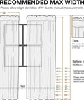 Diagram of Beige Semi Sheer Privacy Curtains for Living Room and Bedroom, 96 Inch Length Two Panels with measurements and tips.