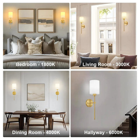 Wireless Battery Operated Wall Sconce Set Of Two With Timer, Dimmable 4CCT And RGB Accent Light For Bedroom displayed in various room settings.