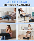 Collage of users with Under Desk Foot Rest Ergonomic Foot Stool With Three Adjustable Heights And Washable Cover for various settings