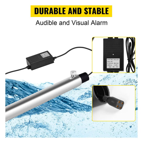 Heavy Duty Pro Grade Whole House Water Purification System With 12 GPM Flow 110V 55W 304 Stainless Steel Build shown with cords and water