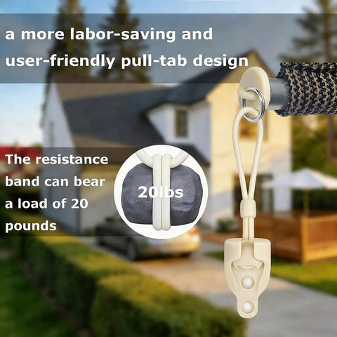 DIY Friendly Replacement Roller Shade Hardware Kit With Bungee Cords And End Cap Tie Downs For Outdoor Roller Shades, Windproof And Universal Fit For Most Crank Operated Blinds, Ivory Pack Of 2, 20lb pull-tab detail