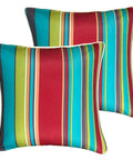 Two Outdoor Throw Pillows 18x18 With Cover And Inserts Included Striped Water Resistant Cushions For Patio Furniture Decor