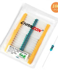 Chanzon 100-pack metal film resistors, 51kΩ ±1%, 1/4W, through-hole, in resealable bag.