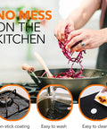 Person cooking with set of 10 gas stove burner covers nonstick reusable stovetop protectors 10.6 by 10.6 inches black double thickness