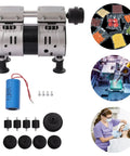 Heavy-Duty 110V Mini Diaphragm Vacuum Pump, 550W Oil-Free Lab Air Compressor with accessories and usage examples.