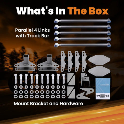 Beefy Adjustable Universal Parallel 4 Link Kit For Car Suspension Upgrades Heavy Duty Steel Links With Zinc End Caps 24 Inch Long Built For Hot Rods And Rat Rods Classic Cars And Air Ride Systems, 4-link kit parts