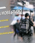 Person using Go To Travel Camera Backpack With 96Wh Portable Power Station, modular hard shell, and magic arm for filming.