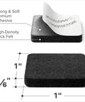 Heavy Duty Durable Self Adhesive Felt Furniture Pads 48 Pack 1 Inch Square Chair Leg Protectors, showing premium felt texture.