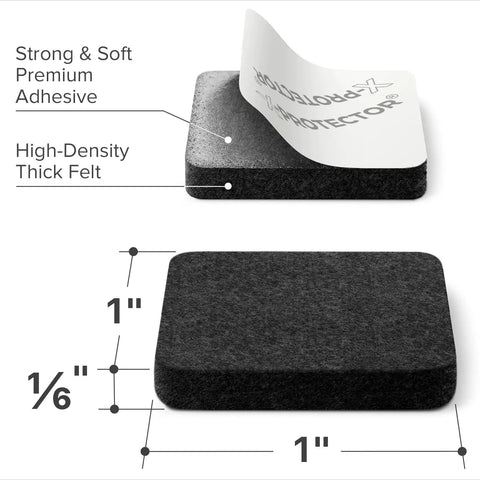 Heavy Duty Durable Self Adhesive Felt Furniture Pads 48 Pack 1 Inch Square Chair Leg Protectors, showing premium felt texture.