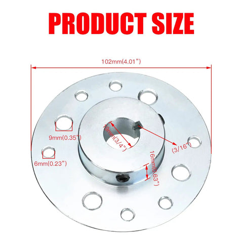 Go Kart Sprocket Hub Replacement With Three Quarter Inch Bore And Three Sixteenth Inch Keyway Hardware Kit Included Compatible