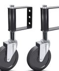 Gate Wheels For Wooden And Metal Gates With Hidden Spring Load Quiet Smooth Movement Beefy Heavy Duty 250 Lbs Capacity 5 Inch Gate Caster Rollers 2 Pack Black For Outdoor Fence Farm Gates And Swing Doors