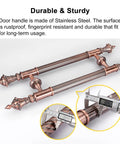 Close-up of Antique Rustic Stainless Steel Sliding Door Handle And Pull Hardware For Wood Glass And Metal Doors Style 2 120 Cm