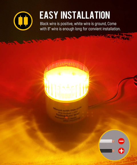 Red Amber 24 LED Boat Trailer Post Lights With Clear Lens 12V IP67 Waterproof light glowing in dark installation instruction.