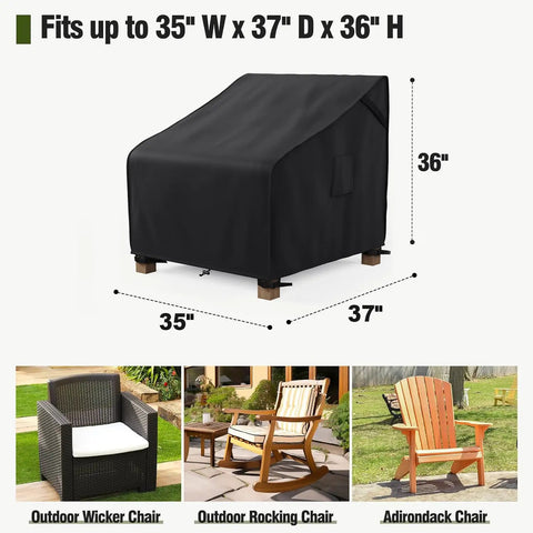 Outdoor Chair Covers Waterproof Built To Last Heavy Duty UV Resistant For Rocking Adirondack And Wicker Chairs Up To 35W X 37D X 36H Inches Two Pack With Air Vents And Handles For Easy Fit And All Weather Protection