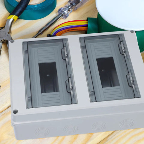 Weatherproof Outdoor Electrical Box With 24 Circuit Distribution Panel Wall Mount Dustproof Junction Enclosure