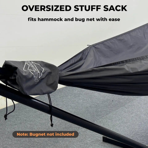 Ultralight 11-Foot Camping Hammock With 40D 1.7oz Nylon Ripstop and oversized stuff sack, OD Green, no bug net included.