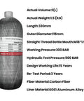 Carbon Fiber 4500 Psi Air Tank 2L PCP Tank With Regulator Gauge For Paintball And Scuba, material specifications visible