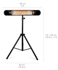 Infrared Patio Heater With Remote Control 1500W Dual Mount Indoor Outdoor Heat Source on Tripod Stand