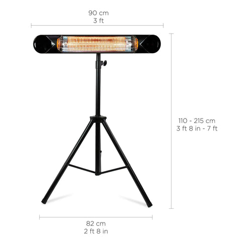 Infrared Patio Heater With Remote Control 1500W Dual Mount Indoor Outdoor Heat Source on Tripod Stand
