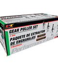 Box of Beefy Built Tough Gear Puller Set 3 Jaw 4 Piece With 3 4 6 And 8 Inch Reversible Pullers For Auto Repair