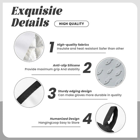 Hot Kitchen Gear Mini Oven Mitts With Non Slip Silicone Grip And Heat Resistant Cotton Padding For Safely Handling Pans Pots And Baking Trays Up To 500 Degrees F features high-quality insulation and anti-slip silicone.