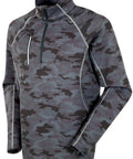 Allendale Men's Half Zip Performance Pullover With Thermal Protection Magnesium Camo Charcoal shown on hanger