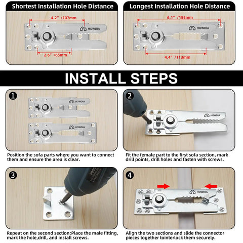 Heavy Duty Sectional Sofa Connector Screws Two Pack No Slip Couch Brackets Secure Your Setup End The Sliding Forever Indoor Lounge Essential Hardware Kit For Sturdy Wood Frames