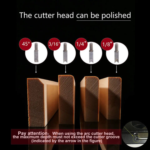 Chamfer Planer For Woodworking, Quick Edge Bevel Tool With Four Cutter Head Options One Eighth Inch, Three Sixteenth Inch