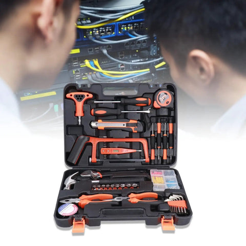 45 Piece Pro Grade Home Repair Tool Kit With Storage Case For DIY Projects And Home Handyman Use displayed open on table