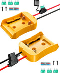 2 Pack 20V Battery Adapter For Power Wheels Battery Conversion Upgrade Kit 30A Fuses 12AWG Wire Wire Terminals, yellow adapters